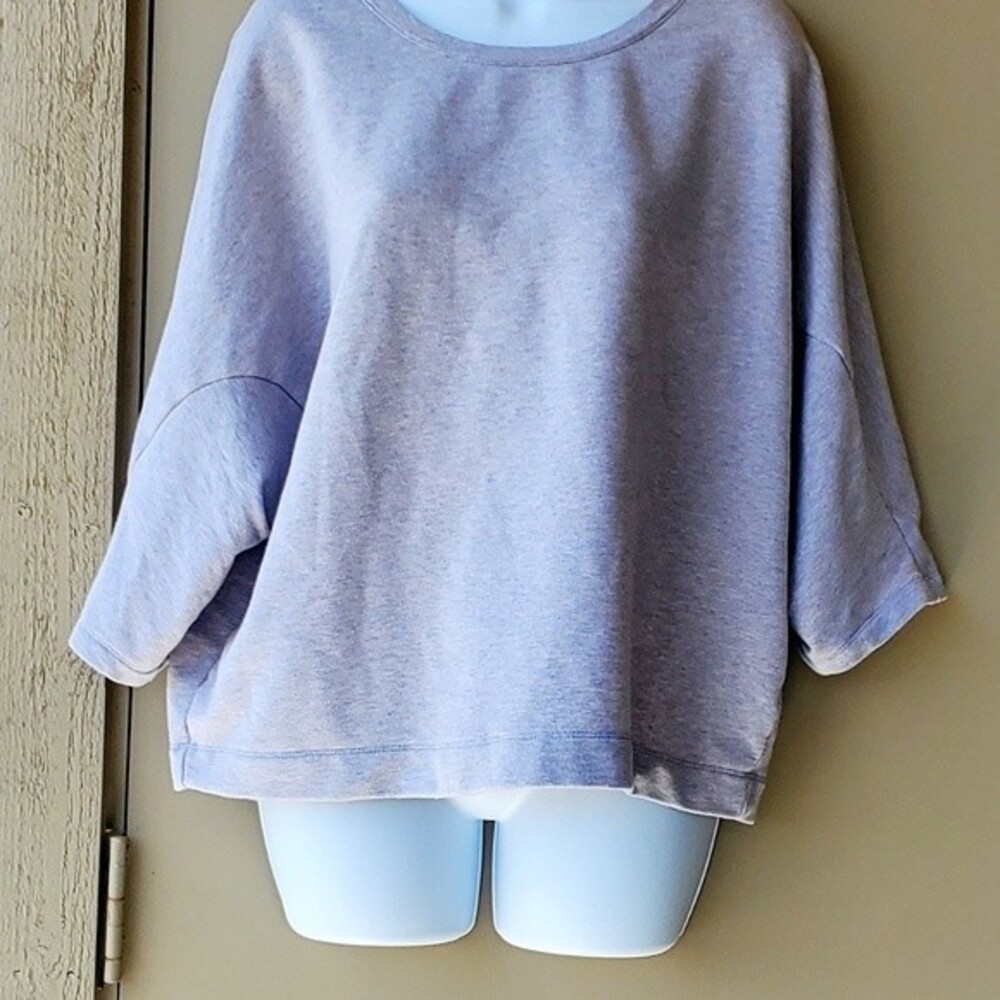 H by Halston Womens Grey Oversized Cropped Athleisure Sweatshirt size medium